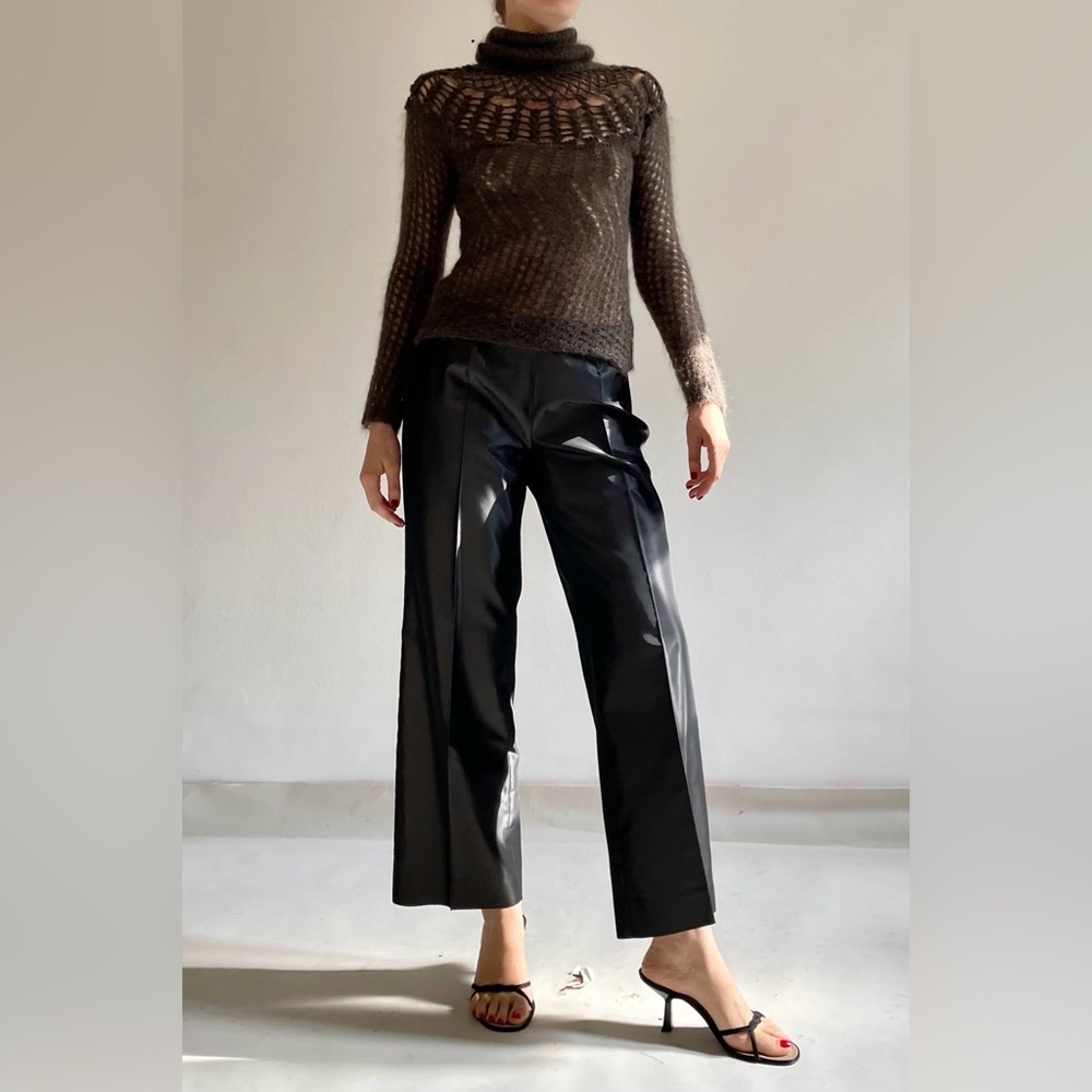 Vintage Gunmetal Italian Shiny Silky Trousers from Maj Kiosk